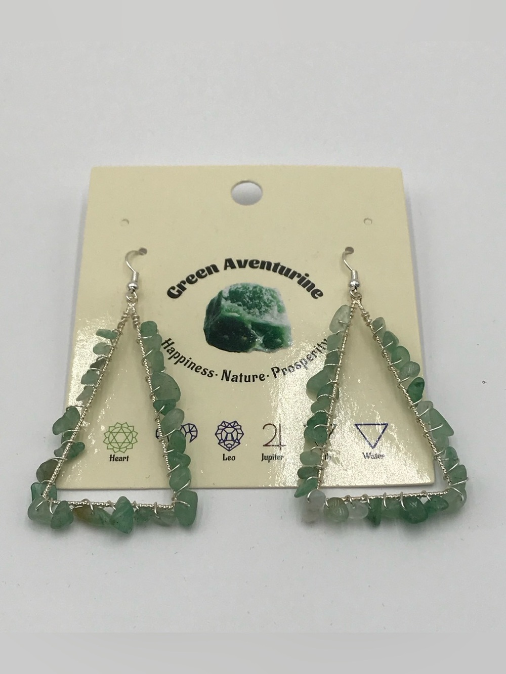 BN Green Aventurine Triangle Drop Earrings